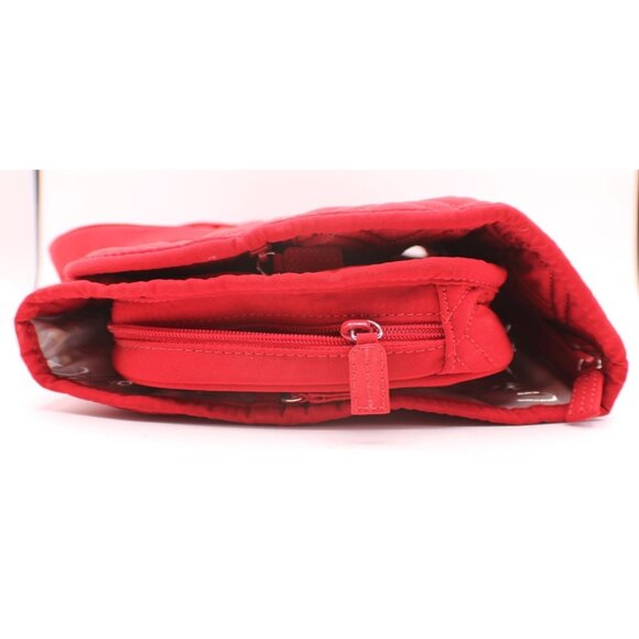 Vera Bradley Red Quilted Hanging Travel Organizer Cosmetic Toiletries Case 11x9" - Picture 8 of 13